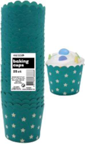 Baking Cups - Teal Green Stars - Click Image to Close